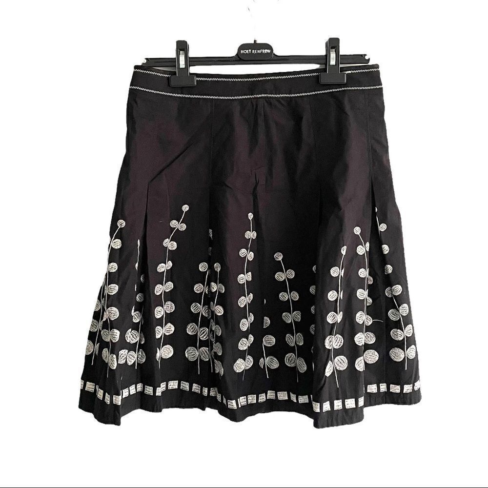 WANKO Mini Skirt Black With White Embroidery M